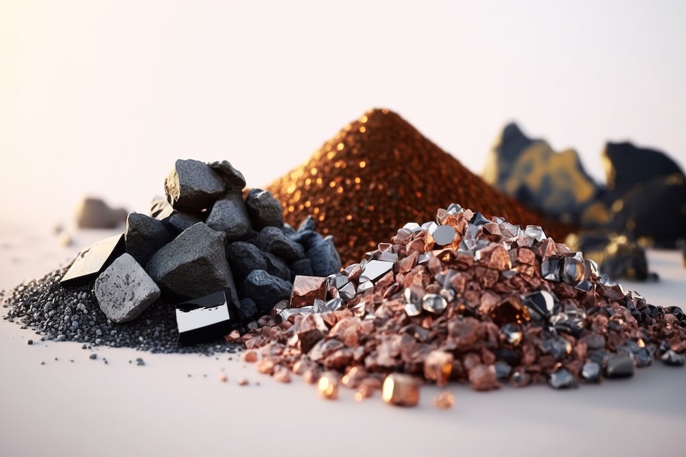 Pequeño montón de minerales extraídos en una mina de tierras raras Pequeño montón de minerales extraídos en una mina de tierras raras